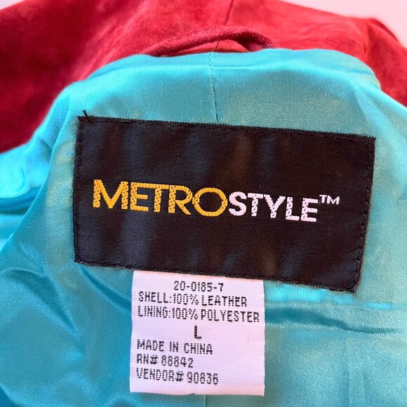 Metrostyle Size L Rusty Red Suede Leather Coat Double-Breasted Retro - Picture 2 of 14